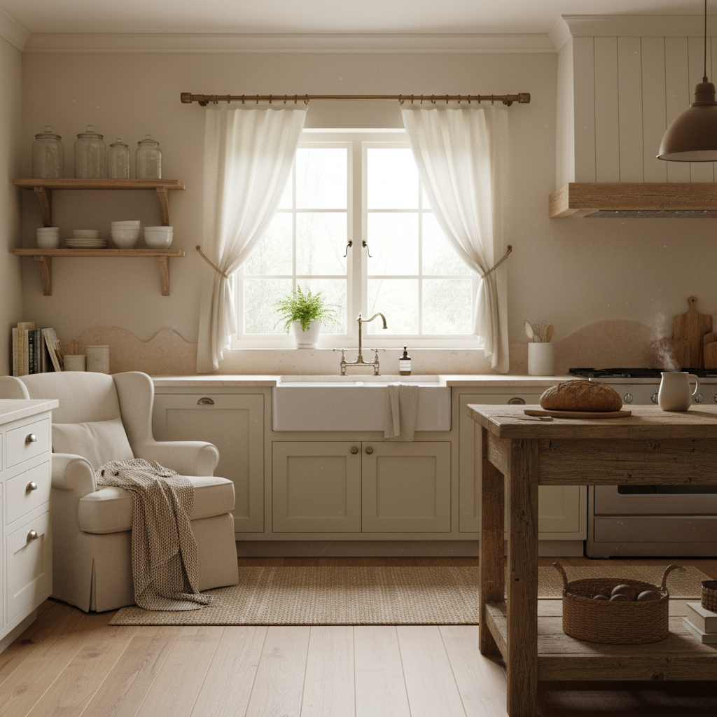 What Standard Window Treatments Cannot Do: Small Kitchen Windows Under Real Morning Light, Where Farmhouse Curtain Panels Take Over