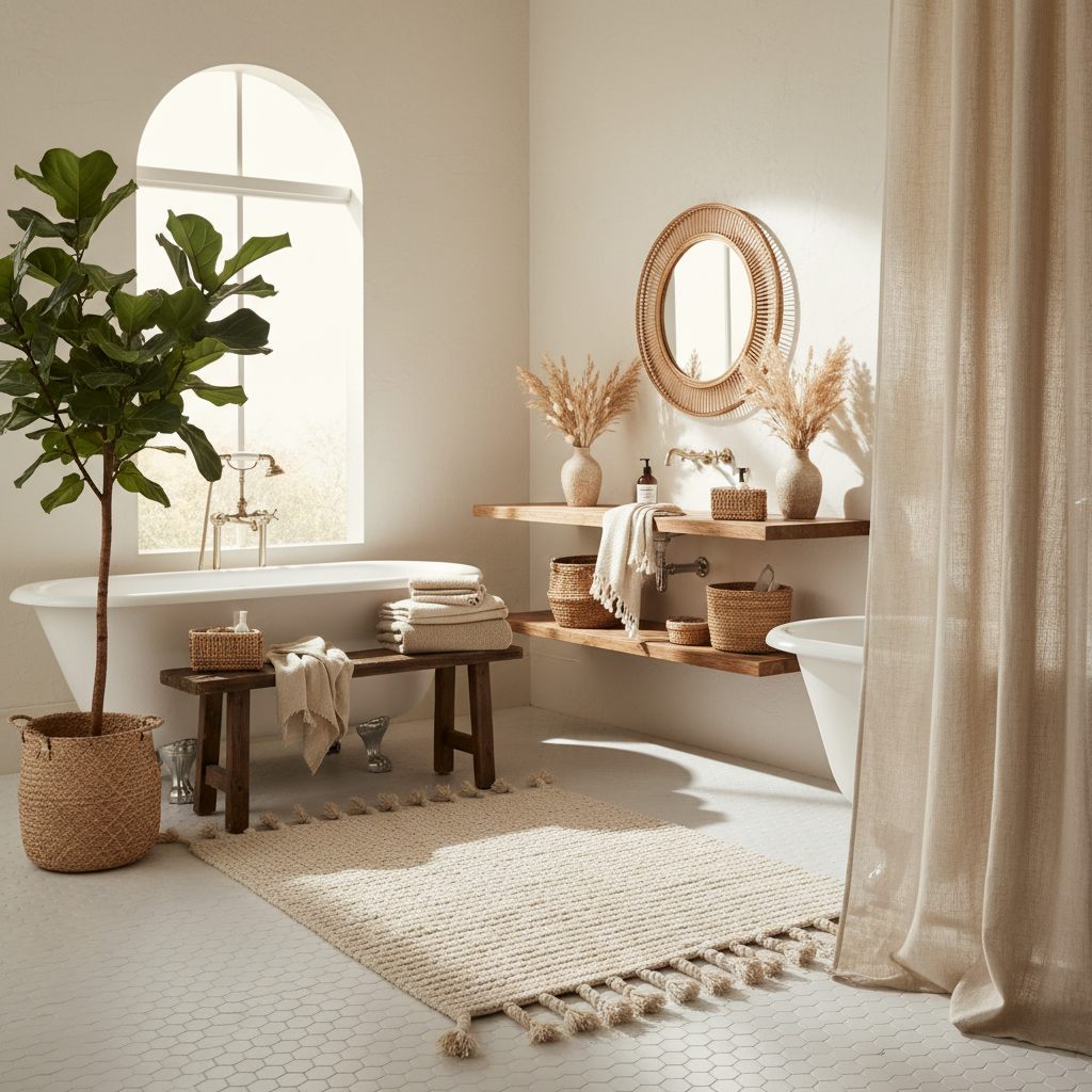 Waffle Weave, Tassels, and the Boho Bathroom You Keep Pinning: How to Finally Get the Combination Right