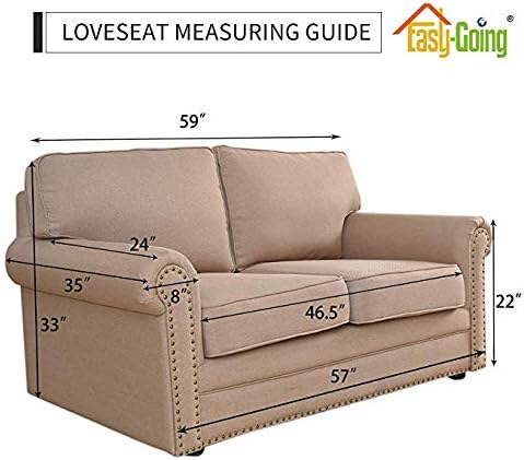 Easy-Going Reversible Loveseat Couch Cover for 2 Cushion Couch Sofa Cover for Dogs Water Resistant Furniture Protector with Foam Sticks Elastic Straps for Pet (Loveseat, Christmas Red/Ivory)