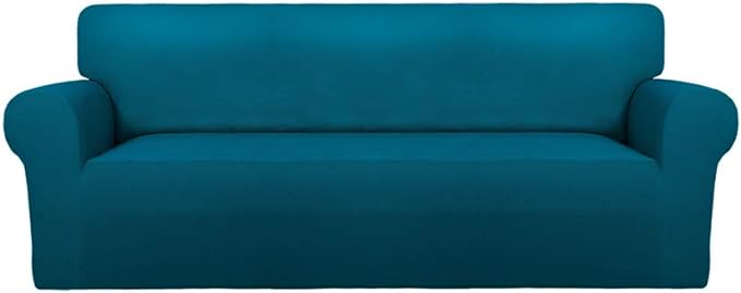 PureFit Super Stretch Oversized Sofa Slipcover – Spandex Non Slip Soft Couch Sofa Cover, Washable Furniture Protector with Non Skid Foam and Elastic Bottom for Kids（Oversized Sofa, Peacock Blue）
