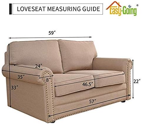 Easy-Going Reversible Loveseat Couch Cover for 2 Cushion Couch Sofa Cover for Dogs Water Resistant Furniture Protector with Foam Sticks Elastic Straps for Pet (Loveseat, Taupe/Ivory)