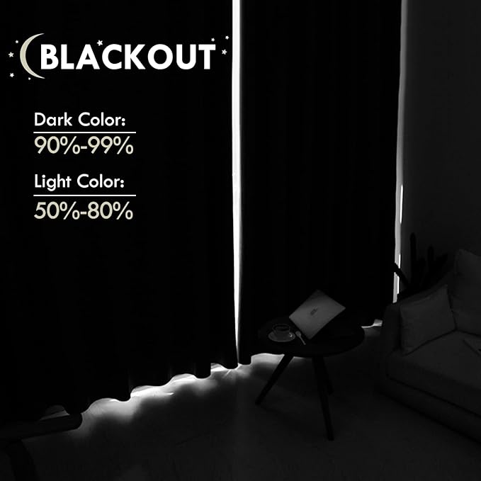DWCN Brown Room Darkening Blackout Curtains - Rod Pocket Thermal Insulated Privacy Energy Saving Window Curtain Drapes 42x 72 inch Length, Set of 2 Bedroom Living Room Curtains