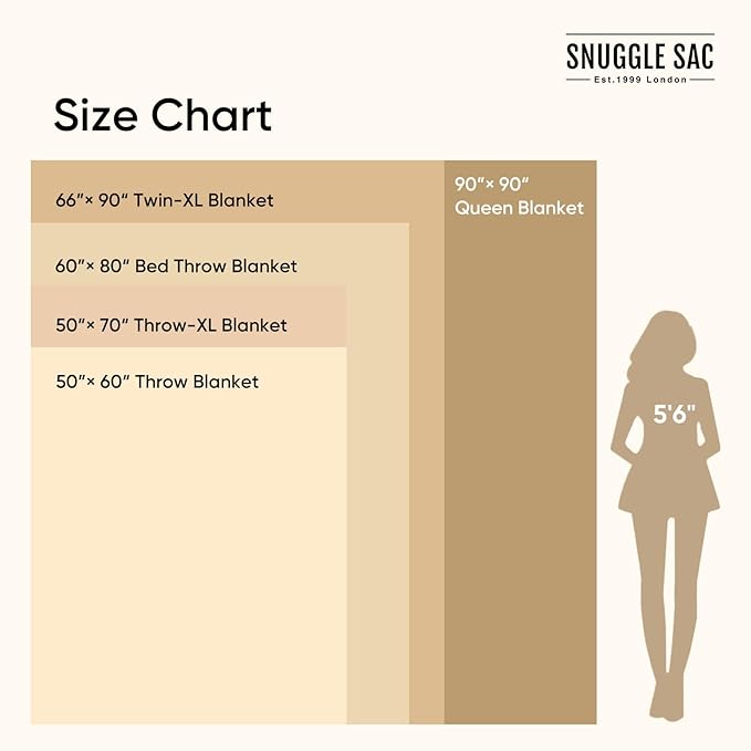 Snuggle Sac Queen Size Oversized Super Soft Bed Blanket - Warm & Cozy Knit Fuzzy Microfiber Blankets in Heather Ivory, 90 x 90