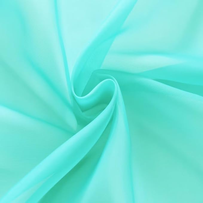 SpaceDresser Sheer Voile Window Treatment Rod Pocket Curtain Panels for Kitchen Bedroom Living Room Drapes Sunlight Filtering Privacy Semi Home Decor Assorted Colors Sizes (Turquoise, 52 W x 90 L)