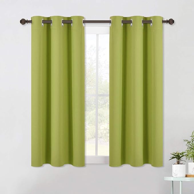 NICETOWN Blackout Curtain Panels for Bedroom, 2 Panels, W42 x L60 inches, Fresh Green, Thermal Insulated Grommet Top Blackout Draperies and Drapes
