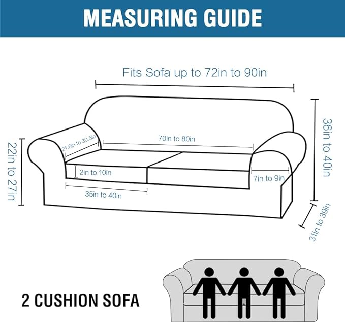 H.VERSAILTEX Real Velvet Plush 3 Piece Stretch Sofa Covers Couch Covers for 2 Cushion Couch Sofa Slipcovers Width Up to 90 Inch Feature Thick Soft Stay in Place (Large Sofa, Taupe)
