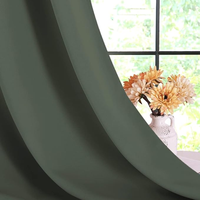 NICETOWN Room Darkening Draperies Window Curtain Panels, Dark Mallard, 2 Panels, W70 x L95 -inch, Thermal Insulated Grommet Room Darkening Curtains for Bedroom