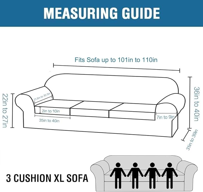 H.VERSAILTEX 4 Piece Stretch Sofa Covers for 3 Cushion Couch Covers Furniture Slipcovers for Living Room (1 Base Cover Plus 3 Seat Cushion Covers) Thicker Jacquard Fabric Cover (XL Sofa, Burnt Brick)