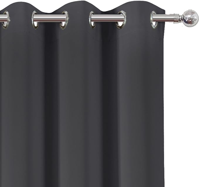 LEMOMO Dark Grey Thermal Blackout Curtains/38 x 63 Inch/Set of 2 Panels Room Darkening Curtains for Bedroom