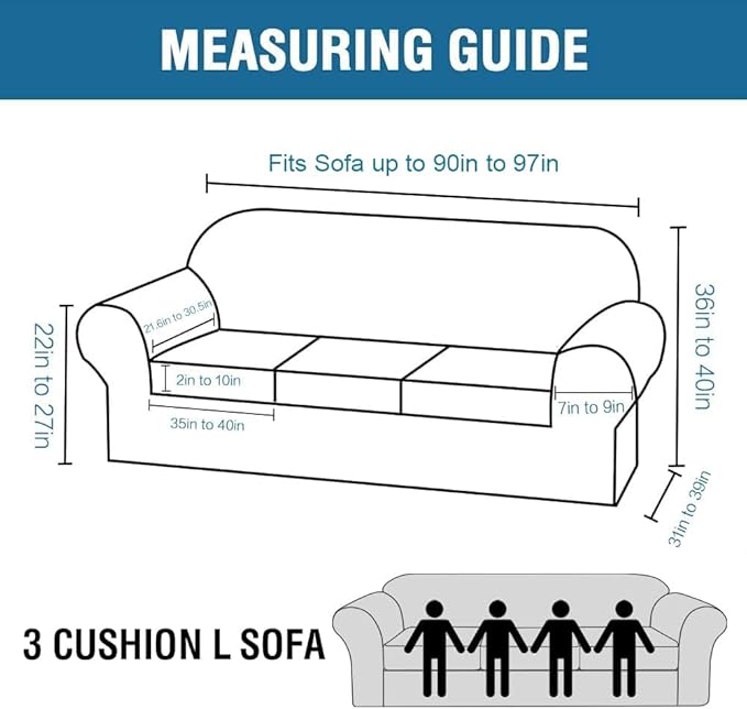 H.VERSAILTEX High Stretch Sofa Slipcover 4 Piece Cover Velvet Furniture Protector Form Fit Thick Velvet Extra Large Sofa Cover for 3 Cushion Couch Width Up to 97 Inch (Large Sofa, French Oak)