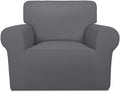 PureFit Super Stretch Chair Sofa Slipcover – Spandex Non Slip Soft Couch Sofa Cover, Washable Furniture Protector with Non Skid Foam and Elastic Bottom for Kids, Pets （Chair, Gray ）