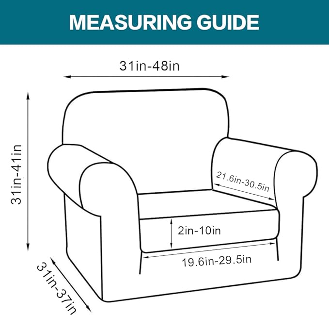Turquoize 2 Piece Chair Covers Chair Slipcovers for Living Room Armchair Couch Cover Chair Sofa Cover with Individual Cushion Covers Furniture Cover for Chairs Feature Jacquard Fabric (Chair, Navy)
