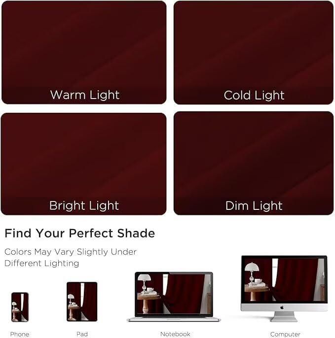 Joydeco Blackout Curtains for Bedroom 90 inch Long 2 Panels, Thermal Insulated Room Darkening Curtains with Grommets, Soft Window Drapes for Living Room (W52 x L90 Inch, Burgundy Red)