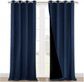 NICETOWN 100% Blackout Blinds, Laundry Room Decor Window Treatment Curtains, Thermal Insulated Energy Smart Drapes and Draperies for Villa, Hall and Studio, Navy Blue, Set of 2, 52 inches x 95 inches