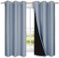 NICETOWN 100% Blackout Short Curtains with Black Liners, 2 Panels, 37" W by 50" L, Vintage Blue, Solid Thermal Insulated Full Blackout 2-Layer Lined Drapes, Energy Efficiency Window Drapes for Bedroom