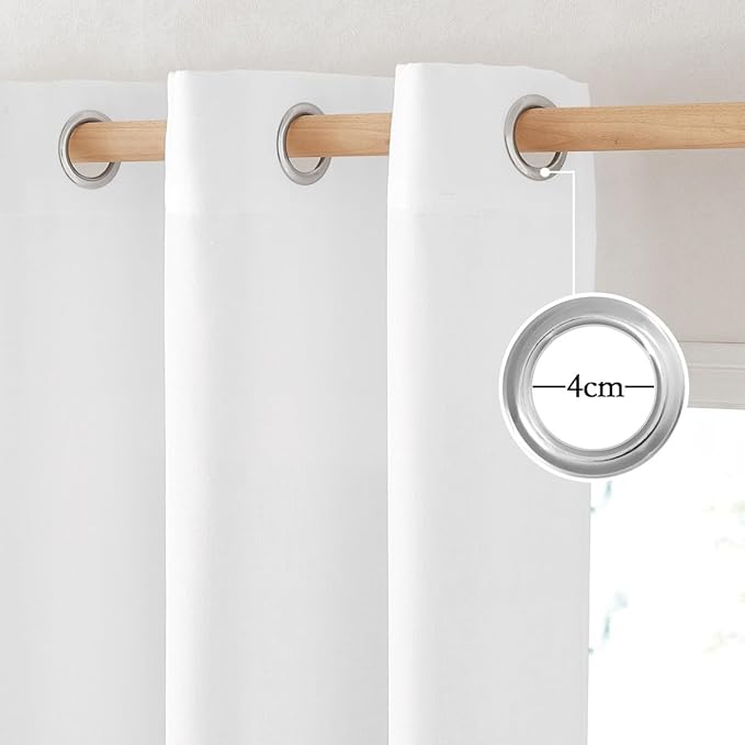 NICETOWN Linen White Curtains 96 inches Long, Grommet Thick Linen Blend Privacy Added with Light Filtering Window Treatments for Kids Room/Living Room, W42 x L96, 2 Panels