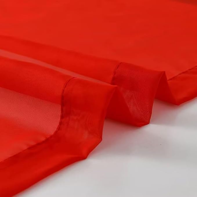 SpaceDresser Basic Rod Pocket Sheer Voile Window Curtain Panels White 1 Pair 2 Panels 42 Width 84 Inch Long for Kitchen Bedroom Children Living Room Yard(Red,42 W x 84 L)