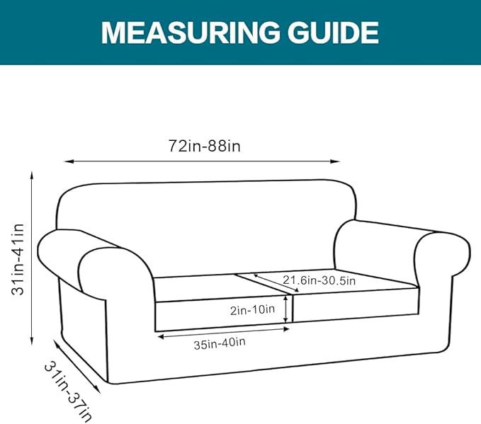 Turquoize 3 Piece Sofa Covers for 2 Cushion Couch Sofa Slipcover Soft Couch Cover for Dogs-Washable Sofa Furniture Covers with 2 Individual Cushion Covers (2 Cushion Sofa, Caramel)