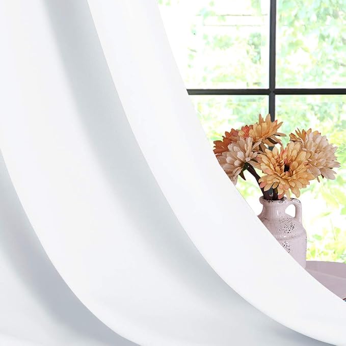 NICETOWN White Room Darkening Draperies and Curtains, Set of 2, 34 by 70 Inch, Home Fashion Energy Saving Grommet Top Room Darkening Drape Panels for Bedroom