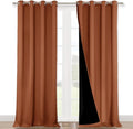 NICETOWN Burnt Orange 100% Blackout Curtains for Windows, Super Heavy-Duty Black Lined Total Darkness Drapes for Bedroom, Privacy Assured Window Treatment for Patio (2 PCs, 52 inches W x 108 inches L)