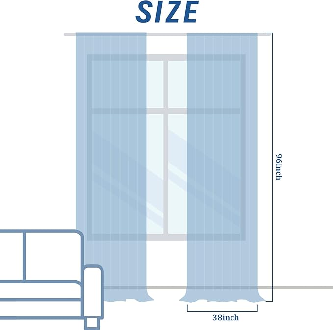 jinchan Linen Floral Curtains 96 Inch Length for Living Room Bedroom Light Filtering Farmhouse Peony Flower Drapes Rustic Window Curtain Set Rod Pocket Back Tab 2 Panels Blue