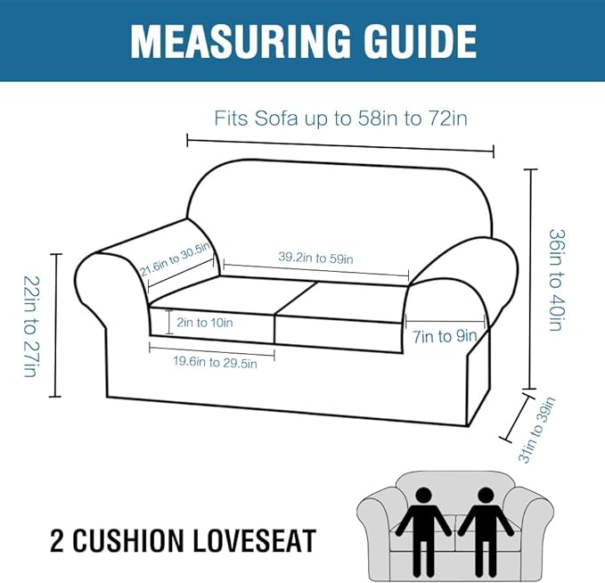 H.VERSAILTEX Real Velvet Plush 3 Piece Stretch Sofa Covers Couch Covers for 2 Cushion Couch Loveseat Covers Width Up to 72 Inch Feature Thick Soft Stay in Place (Medium Sofa, Black)