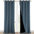 NICETOWN 100% Blackout Curtains for Windows, Pack of 2, Smoky Blue, 52" W x 120" L, Super Heavy-Duty Black Lined Total Darkness Drapes for Bedroom, Privacy Assured Window Treatment for Patio