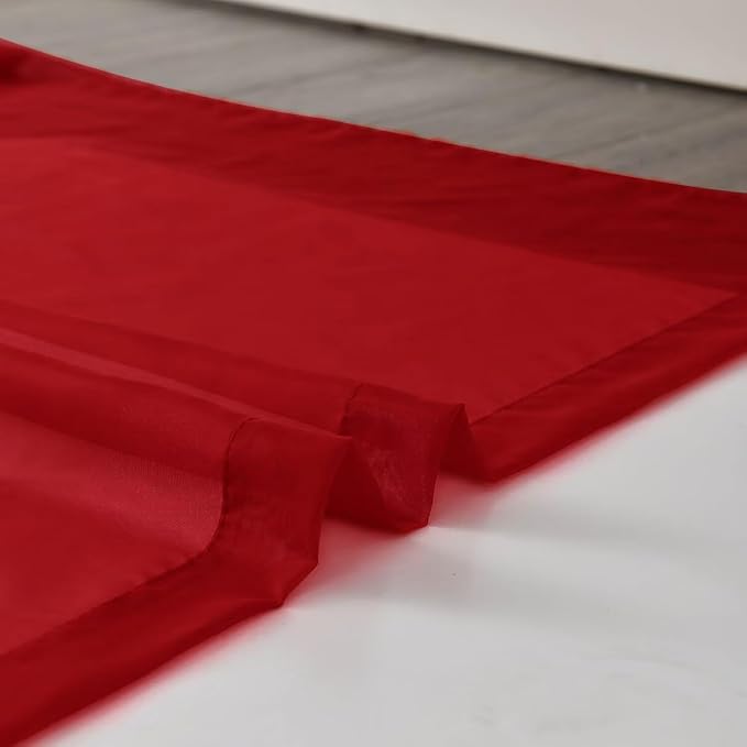 SpaceDresser Sheer Voile Window Treatment Rod Pocket Curtain Panels for Kitchen Bedroom Living Room Drapes Sunlight Filtering Privacy Semi Home Decor Assorted (Christmas Red, 52 W x 108 L)