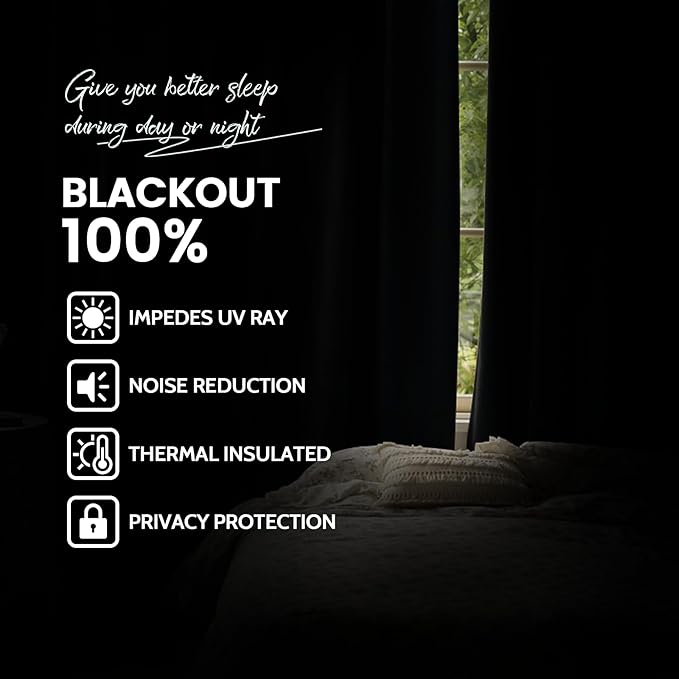 Yakamok Room Darkening 100% Blackout Curtains Grommet Window Treatments with 2 Thick Layers-Brown Thermal Insulated Drapes Set of 2 Panels for Bedroom Living Room 52 Inches by 96 Inches Length