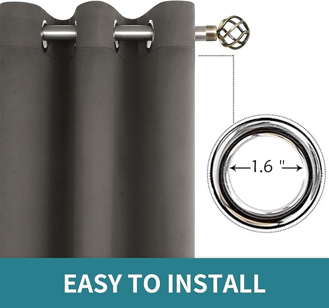 BGment Blackout Curtains for Bedroom - Grommet Thermal Insulated Room Darkening Curtains for Living Room, Set of 2 Panels (52 x 84 Inch, Grey)