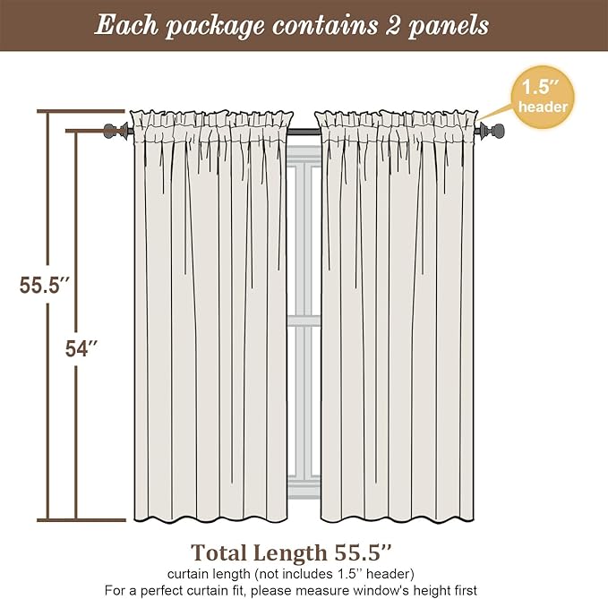 Chyhomenyc Sheer Curtains 54 Inch Long 2 Panels Set, Light Filtering Short Soft Airy Short Cafe Curtains, Modern Rod Pocket for Dinning Living Room Bedroom, Each 42Wx54L in, 2PCS, Hot Pink