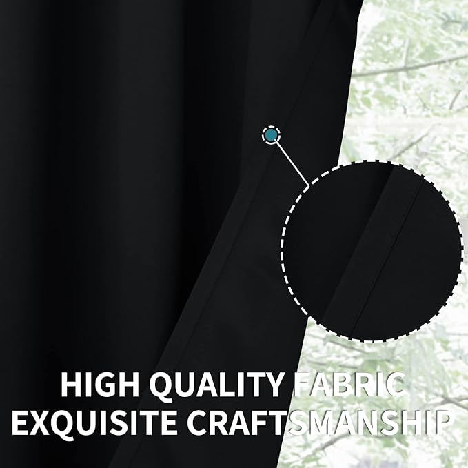 BGment Blackout Curtains - Grommet Thermal Insulated Room Darkening Bedroom and Living Room Curtain, Set of 2 Panels (38 x 54 Inch, Black)