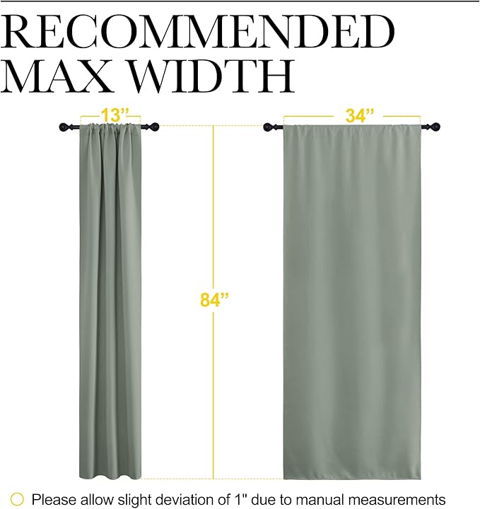 NICETOWN Window Curtains Blackout Drapes - Thermal Insulated Solid Rod Pocket Blackout Curtains/Draperies for Living Room (Sage Green, One Pair, 34 by 84-Inch)