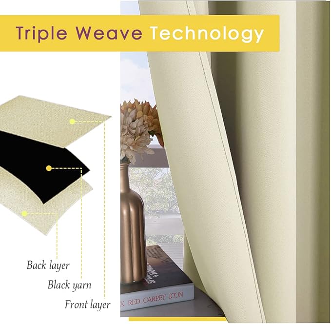 NICETOWN Room Darkening Curtain Panels for Cafe, Thermal Insulated Grommet Room Darkening Draperies/Drapes for Window (Beige, 2 Panels, W70 x L54 -inch)