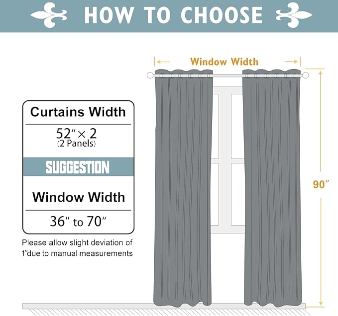 ChrisDowa Blackout Curtains 90 Inches Long 2 Panels Set for Living Room, Grommet Thermal Insulated Room Darkening Curtains for Bedroom (Stone Blue, 52 x 90 Inch)