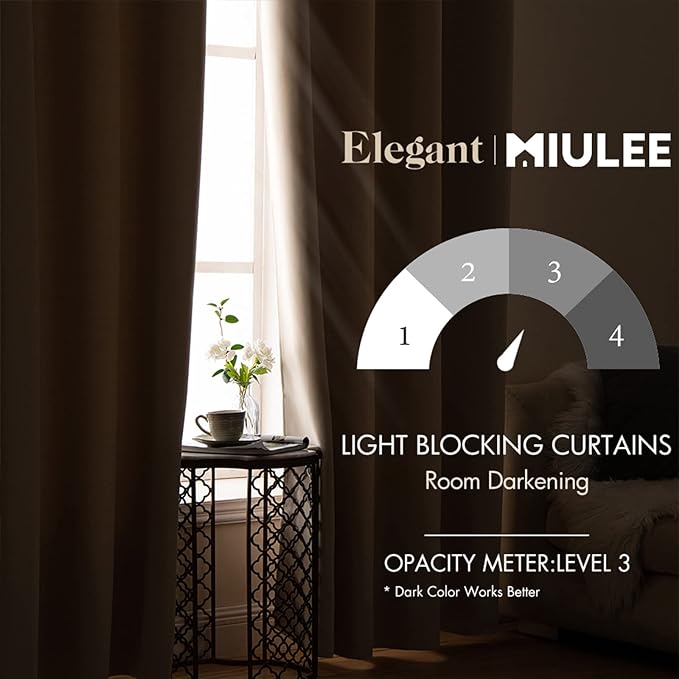 MIULEE Blackout Curtains for Bedroom Living Room Thermal Insulated Room Black Out Drapes Darkening Grommet Top Solid Light Blocking Drapery Set of 2 Window Panels 52 x 78 Inches Beige