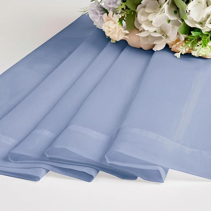 Chyhomenyc Sheer Curtains 90 inches Long 2 Panels - Light Filtering Soft Airy Solid Elegant Voile Window Treatment Drapes for Bedroom Living Room, 42Wx90L Inches, Denim Blue