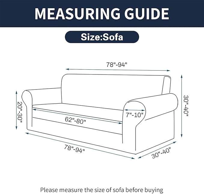 Cupuamon 2026 New Stretch Sofa Slipcovers Couch Cover for 3 Cushion Furniture Protector Sofa Covers with Elastic Bottom Jacquard Fabric Small Checks for Pets, Kids -Sofa, Classic Blue