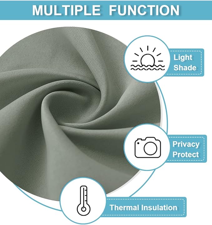 RYB HOME Blackout Curtains for Bedroom 84 inches Long 2 Panels Set, Privacy Thermal Insultaed Sunlignt Heat Blocking Drapes for Nursery Rental Room, Width 42 by Length 84, Greyish Green