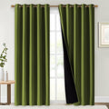NICETOWN Full Shade Curtain Panels, 62 x 84 inch, Olive Green, Pair of Energy Smart & Noise Blocking Out Blackout Drapes for Dining Room Window, Thermal Insulated Guest Room Lined Window Dressing