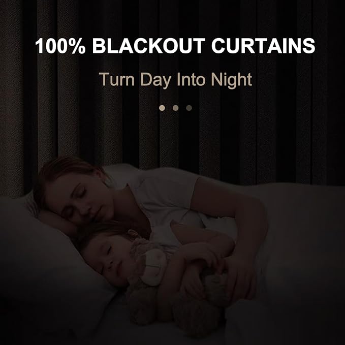 100% Blackout Shield Linen Blackout Curtains for Bedroom 108 Inches Long, Back Tab/Rod Pocket Living Room Drapes, Thermal Insulated Blackout Curtains 2 Panels Set, 50" W x 108" L, Burnt Orange