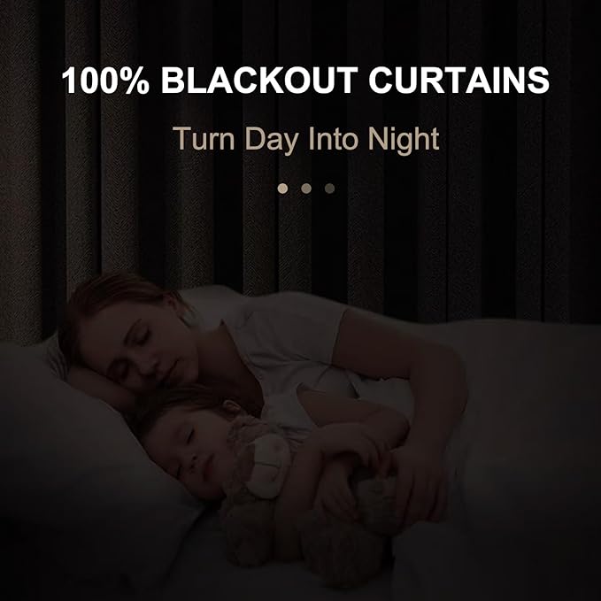 100% Blackout Shield Linen Blackout Curtains for Bedroom 108 Inches Long, Back Tab/Rod Pocket Living Room Drapes, Thermal Insulated Blackout Curtains 2 Panels Set, 50" W x 108" L, Dark Cyan