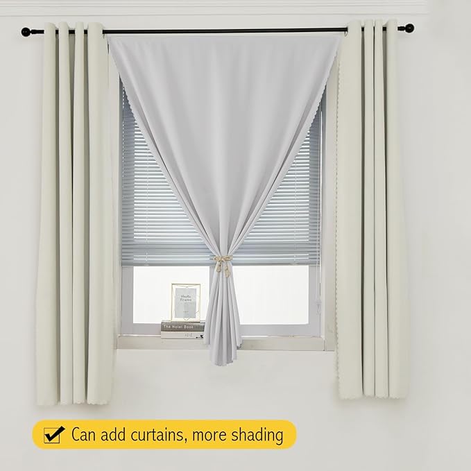 Blackout Curtains for Bedroom Sticky Curtain Blackout Window Cover Self Adhesive Curtains Rod No Drillng, 47" W X 59" L, Light Grey, 1 Panel