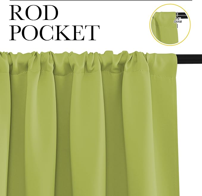 NICETOWN RV Blackout Curtains for Camper Windows, Fresh Green, 34" x 36", Set of 2, Kitchen Curtains, Short Blackout Drapes, Thermal Insulated Rod Pocket Window Treatment Draperies for Nursery