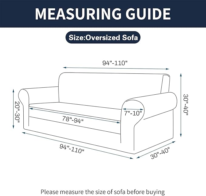 Cupuamon 2026 New Stretch Oversized Sofa Slipcovers Couch Sofa Cover for 4 Seater Furniture Protector Covers with Elastic Bottom Jacquard Fabric Small Checks for Pets, Kids - Charcoal