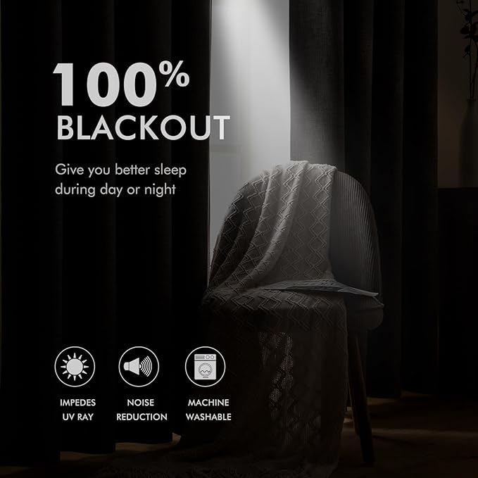 MIULEE Linen Curtains for Bedroom 100% Blackout Thermal Insulated Burnt Orange Grommet Room Darkening Curtains & Drapes Rust Terracotta Fall Decor for Living Room Nursery 52 x 63 Inch (2 Panels)