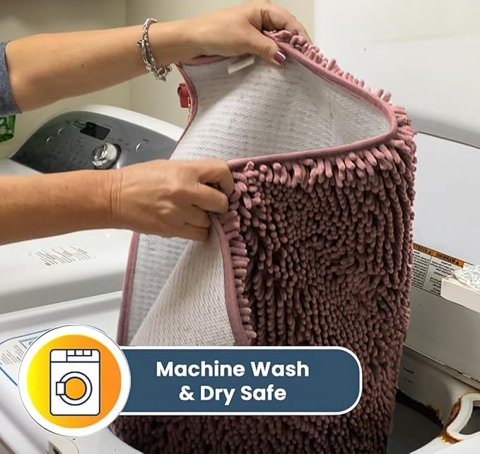 Muddy Mat® | Super Absorbent Door Mat Indoor, Microfiber Quick Dry Chenille Entryway Rug, Non-Slip Front Door Mat, Indoor Mats for Entryway, Machine Washable Pet Rug, Pink 36"x60"