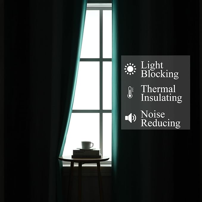 Estelar Textiler Navy Blue and Teal Blackout Curtains for Living Room, Full Room Darkening Grommet Ombre Curtains for Bedroom, Thermal Insulated Light Blocking Gradient Drapes, 42Wx72L, 2 Panels