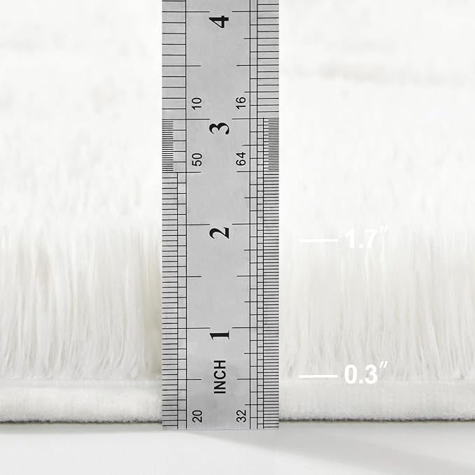 Deerhoo Large Shag Area Rugs 8 x 10, Plush Fuzzy Rugs for Living Room, Ultra Soft Fluffy Furry Rug for Bedroom, Indoor Carpet Nursery Rugs for Kids Room Home Decor, White