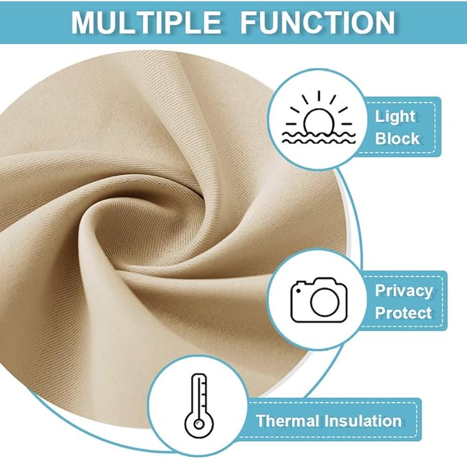 RYB HOME Basement Bathroom Kitchen Cafe Privacy Curtains, Short Insulating Light UV Heat Blocking Privacy Curtain Tiers for Laundry Room, Width 34 by Length 30, Biscotti Beige, 2 Panels